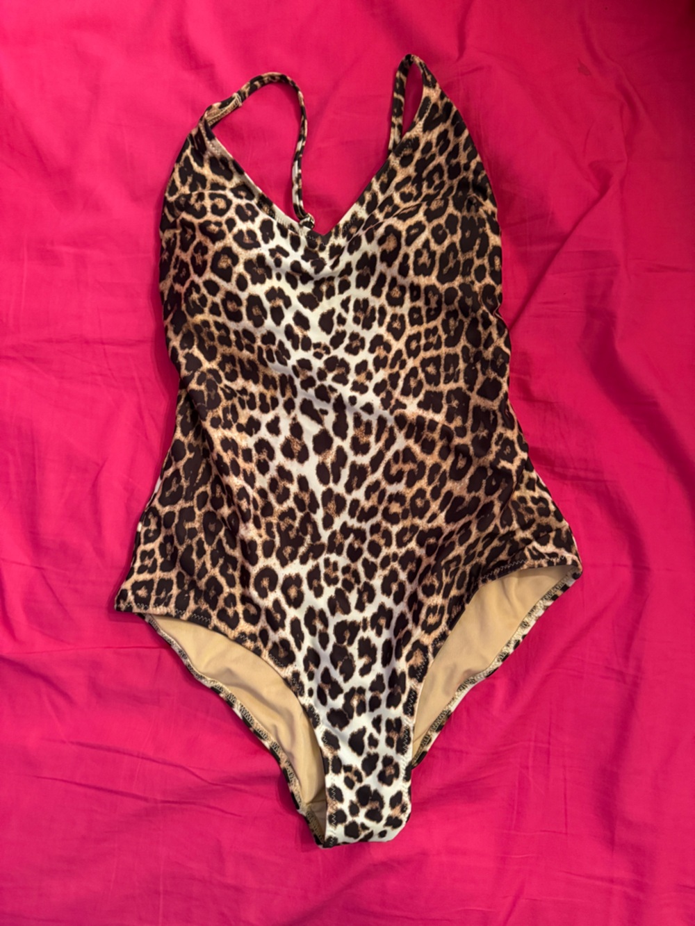 H&M Brown and Black Leopard Print One-Piece Swim